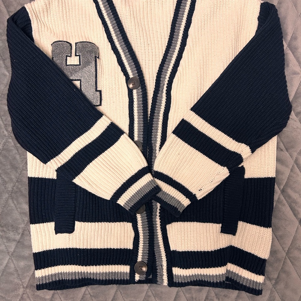 Zara Kids Navy and Cream Striped Sweater